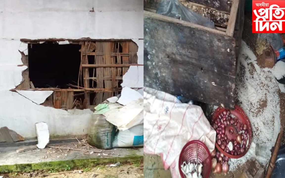 নামৰূপত বন্যহস্তীৰ উপদ্ৰৱ : পুনৰ দুটাকৈ ঘৰ ভাঙিলে বনৰীয়া হাতীয়ে...