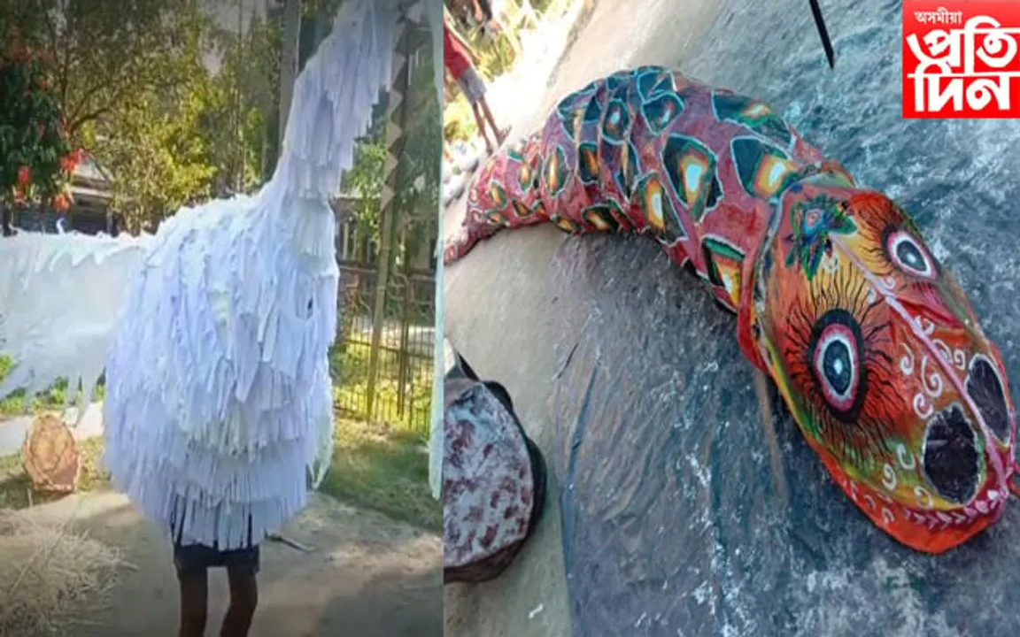 সমাগত ৰাস মহোৎসৱ: ভাস্কৰ্য্য শিল্পৰে সাজু হৈছে নগাঁৱৰ "বৃন্দাবন মঞ্চ"