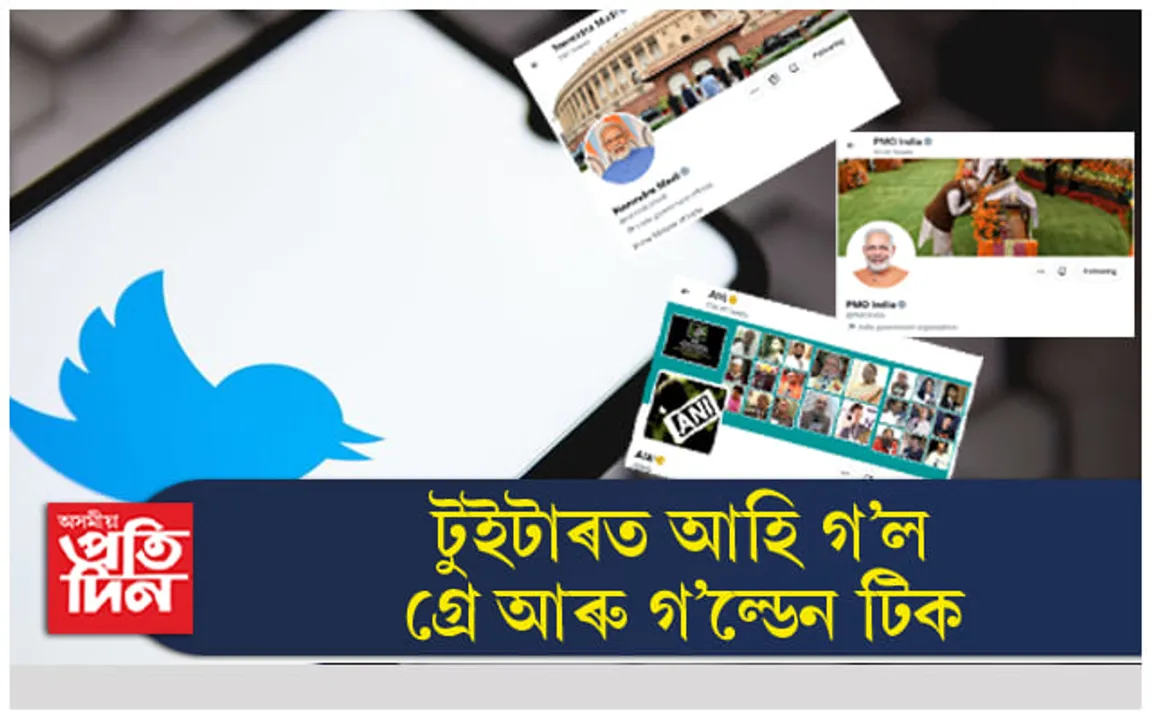 ব্লু টিক অতীত ! টুইটাৰত আহি গ'ল গ্ৰে' আৰু গ'ল্ডেন টিক... 
