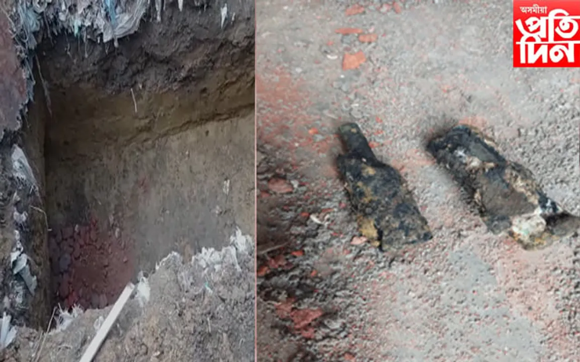  দোকানৰ পিছফালে পুতি থোৱা অৱস্থাত উদ্ধাৰ ৩০ টাকৈ গুলী... 