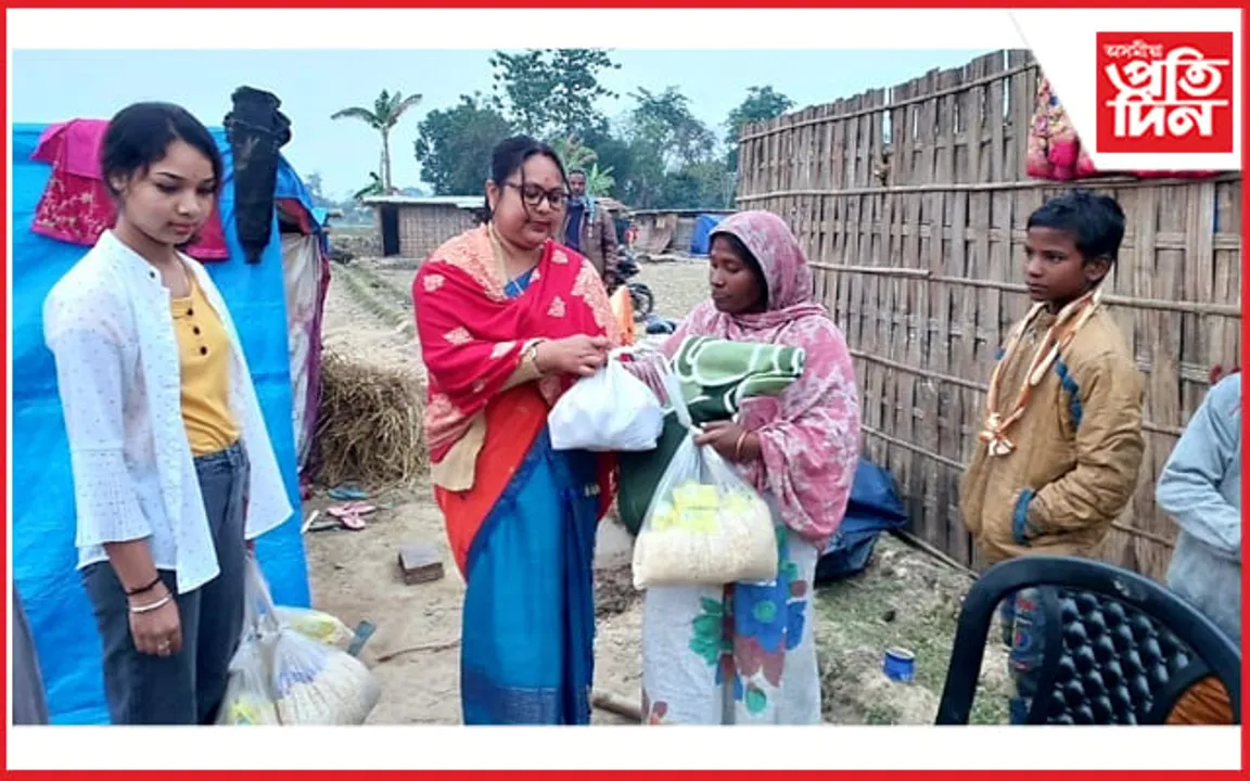 পাভৰ উচ্ছেদিত দুৰ্ভগীয়া পৰিয়াললৈ সাহায্য প্ৰদান জনহিতৈষী ধৰ্মকান্ত গগৈৰ