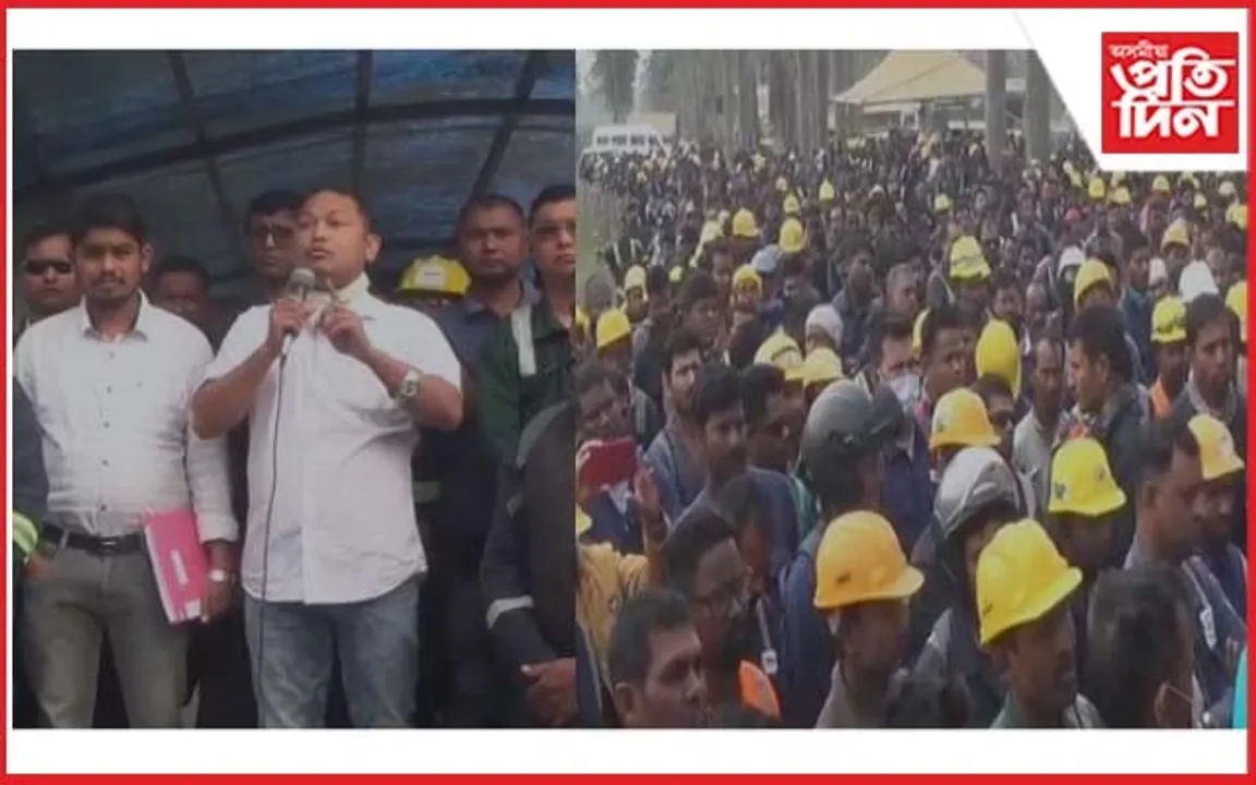 শ্ৰমিকৰ প্ৰতিবাদত কঁপিল এন আৰ এলৰ প্ৰগতি দ্বাৰ