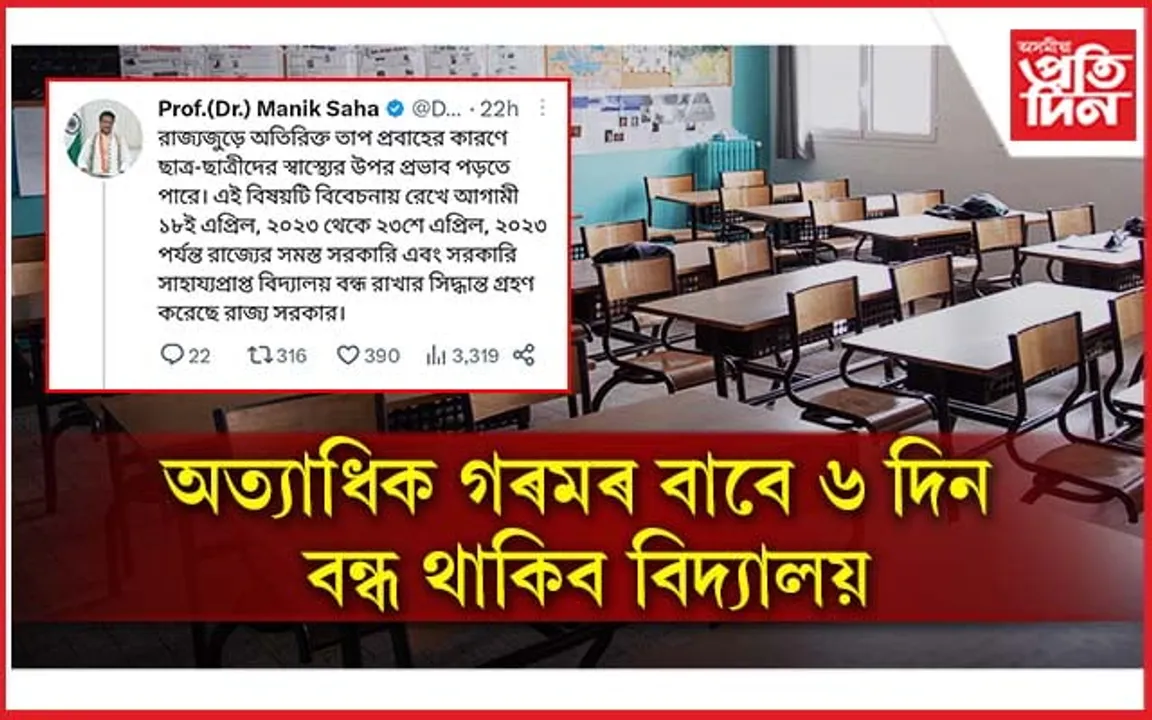 অস্বাভাৱিক গৰমঃ আগন্তুক ৬ দিন বিদ্যালয় বন্ধ...