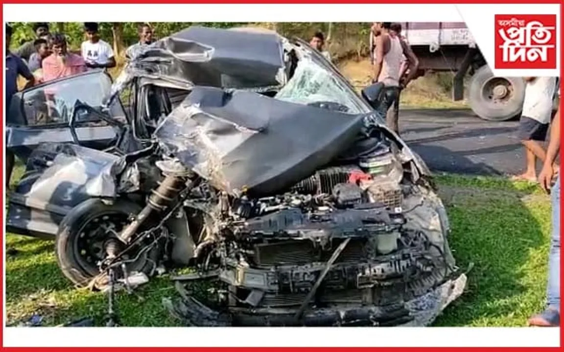 ট্ৰাক আৰু চাৰিচকীয়া বাহনৰ মুখামুখি সংঘৰ্ষ, থিতাতে নিহত এজন