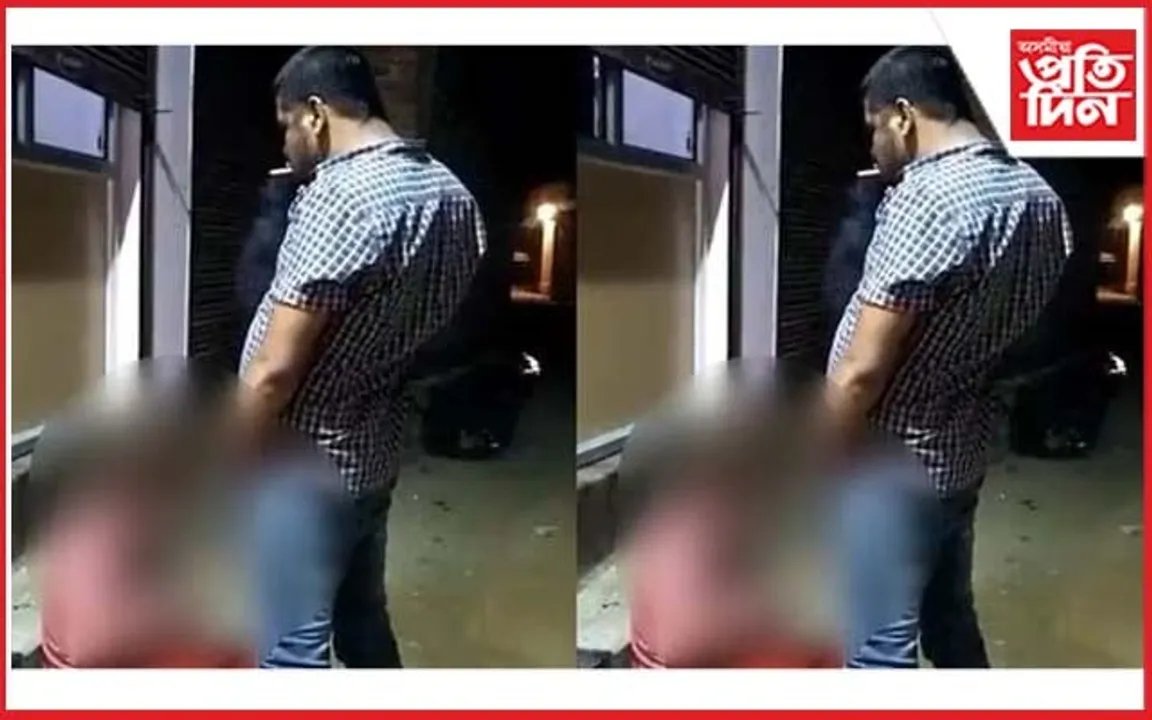 পথত বহি থকা আদিবাসী লোকৰ মুখত প্ৰসাব কৰিলে বিজেপি নেতাই... 