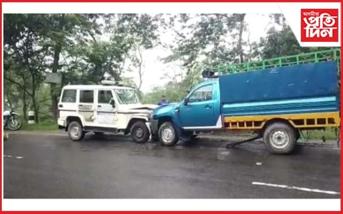 দুৰ্ঘটনাত পতিত কৃষি মন্ত্ৰী অতুল বৰাৰ বাহন...