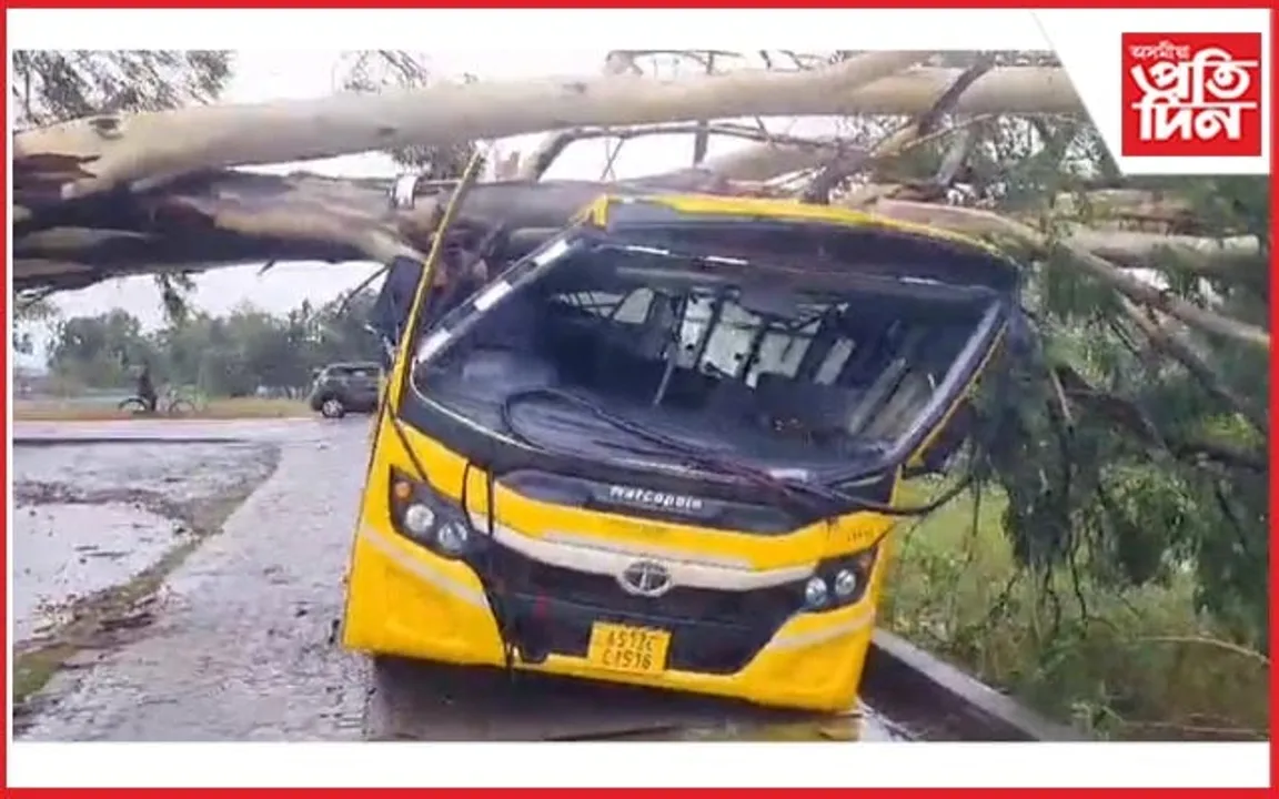 ঢেকীয়াজুলি ছেইন্ট উৰ্চুলা হাইস্কুলৰ বাছৰ ওপৰত বাগৰিল প্ৰকাণ্ড গছঃ আহত কেইবাগৰাকী ছাত্ৰ-ছাত্ৰী