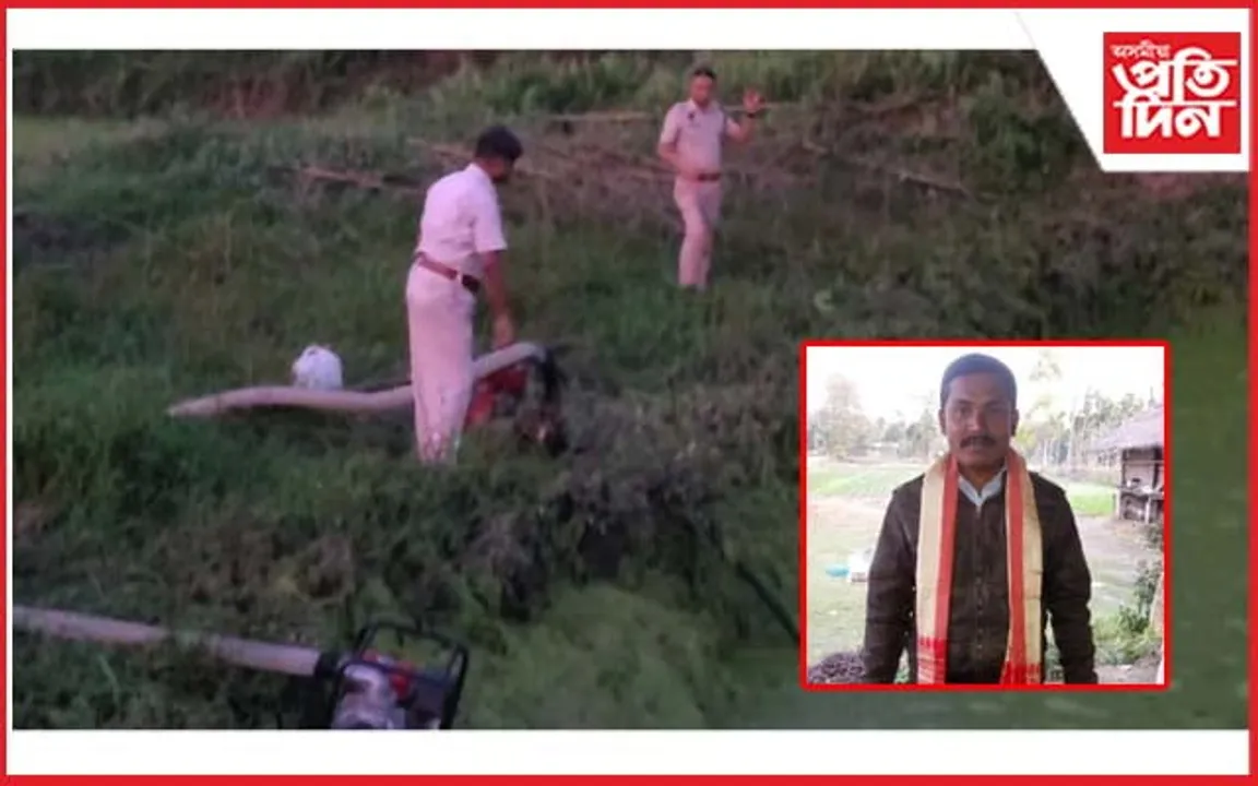 ঘটনাস্থলীত উপস্থিত ফৰেনচিক বিশেষজ্ঞঃ জলাশয় সিঁচিও নাপালে সুনীল গগৈৰ  ছিন্ন মুণ্ড