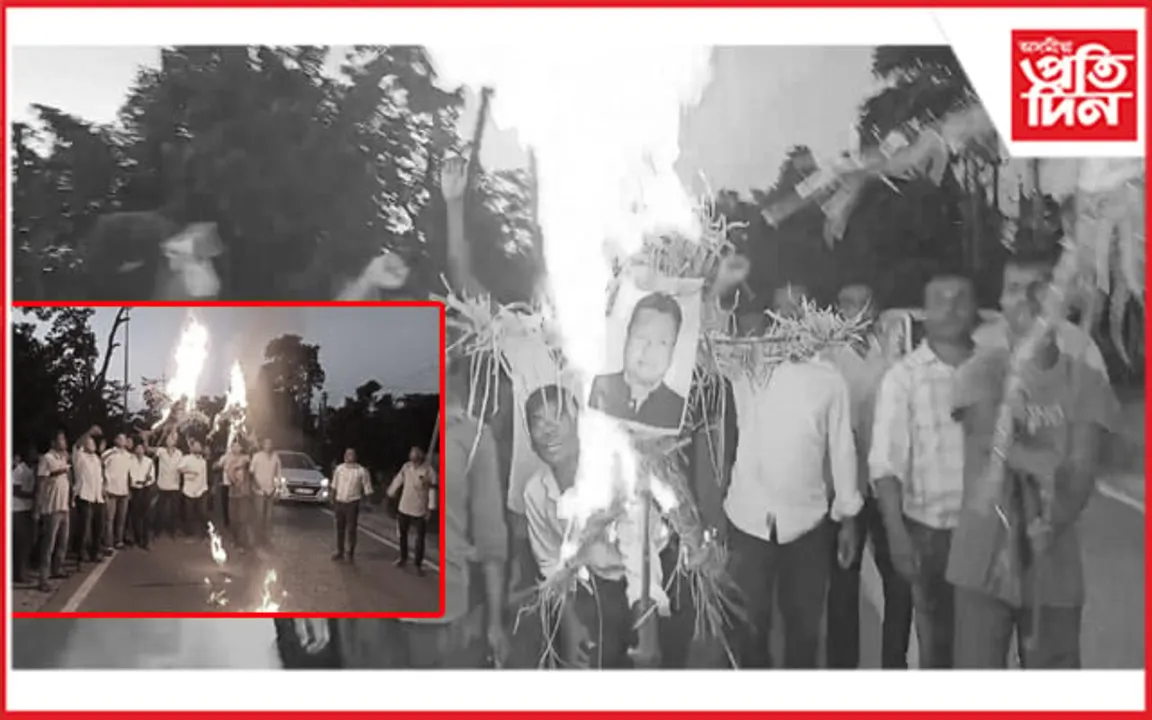 চিৰাঙত মুখ্যমন্ত্ৰী আৰু ৰণোজ পেগুৰ প্ৰতিকৃতি দাহ আছাৰ
