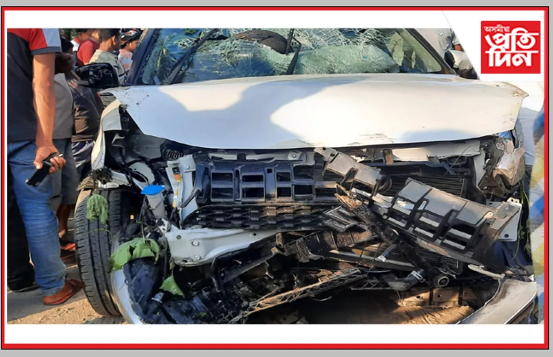 ভয়ংকৰ পথ দুৰ্ঘটনা, বাইকত খুন্দা মাৰি ২০ ফুট তলত পৰিল  মাৰুতি