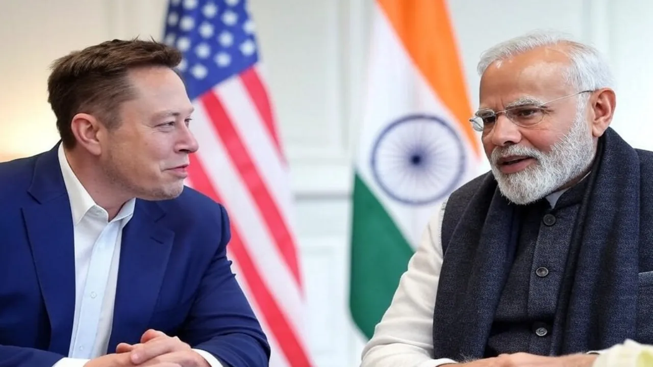  एलन मस्क और नरेंद्र मोदी। फोटोः ग्रोक 