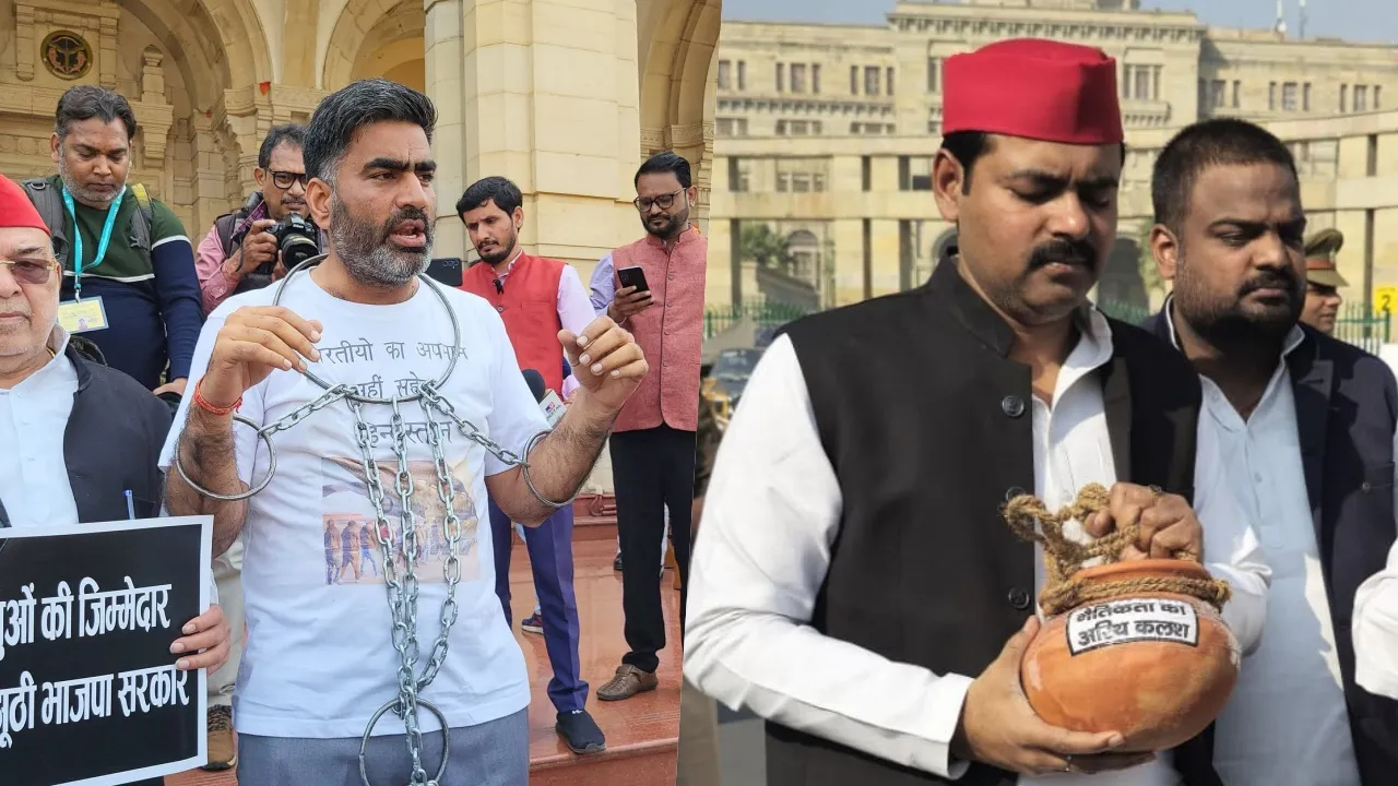  समाजवादी पार्टी के विधायक अतुल प्रधान (बाएं)और सपा एमएलसी आशुतोष सिन्हा। Photograph: (X/samajwadiparty) 