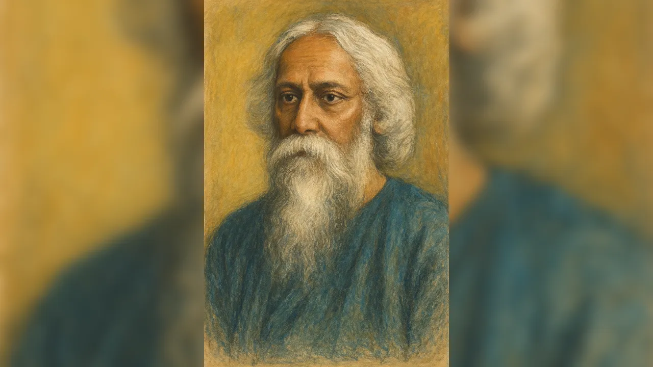  आज रवींद्रनाथ टैगोर का 164वां जन्मदिन है।  Photograph: (AI) 