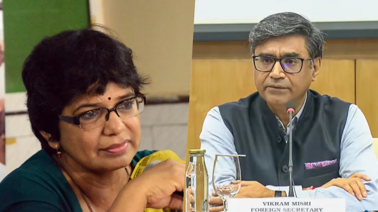  राष्ट्रीय महिला आयोग की अध्यक्ष विजया रहाटकर  और विदेश सचिव विक्रम मिसरी। Photograph: (IANS) 