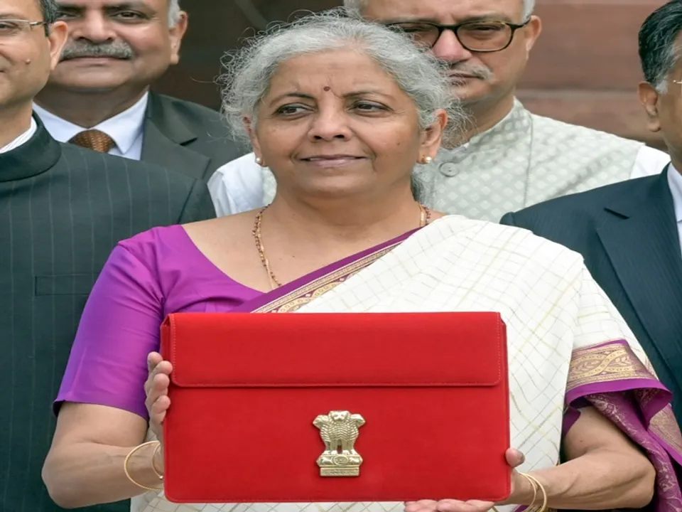  New Delhi: Finance Minister Nirmala Sitharaman leaves to present the budget in Parliament in New Delhi on Tuesday July 23, 2024. (Photo: IANS) 