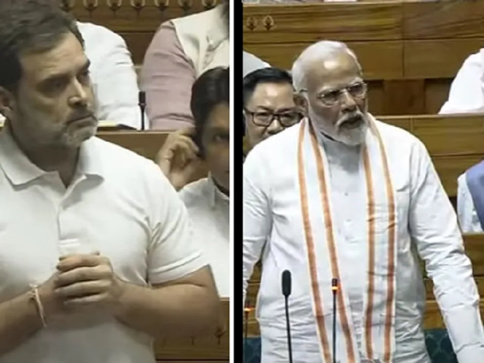  राहुल गांधी के लोकसभा में भाषण के बीच पीएम नरेंद्र मोदी ने भी खड़े होकर जताया विरोध (फोटो- X) 