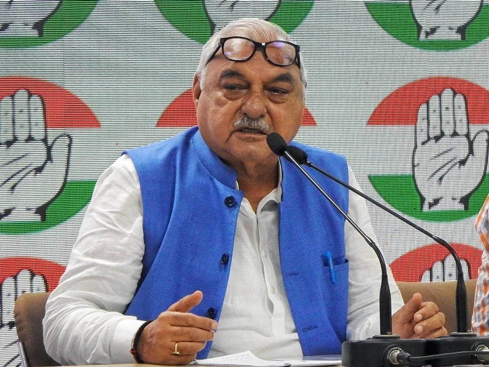  New Delhi : Senior Congress leader Bhupinder Singh Hooda addresses a press conference at AICC Headqarters in New Delhi (File Photo: IANS/Anupam Gautam) 