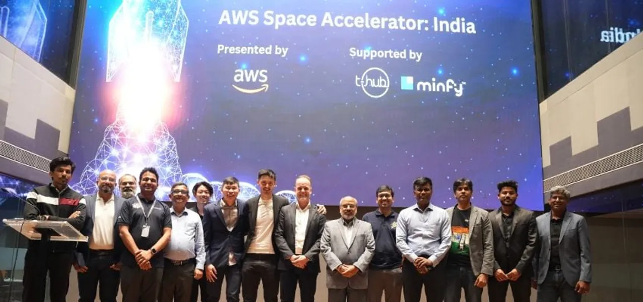 The accelerator was launched by AWS at an event attended by Shri Sudheer Kumar N, Director, Capacity Building and Public Outreach, ISRO; and representatives from AWS, T-Hub, and Minfy.