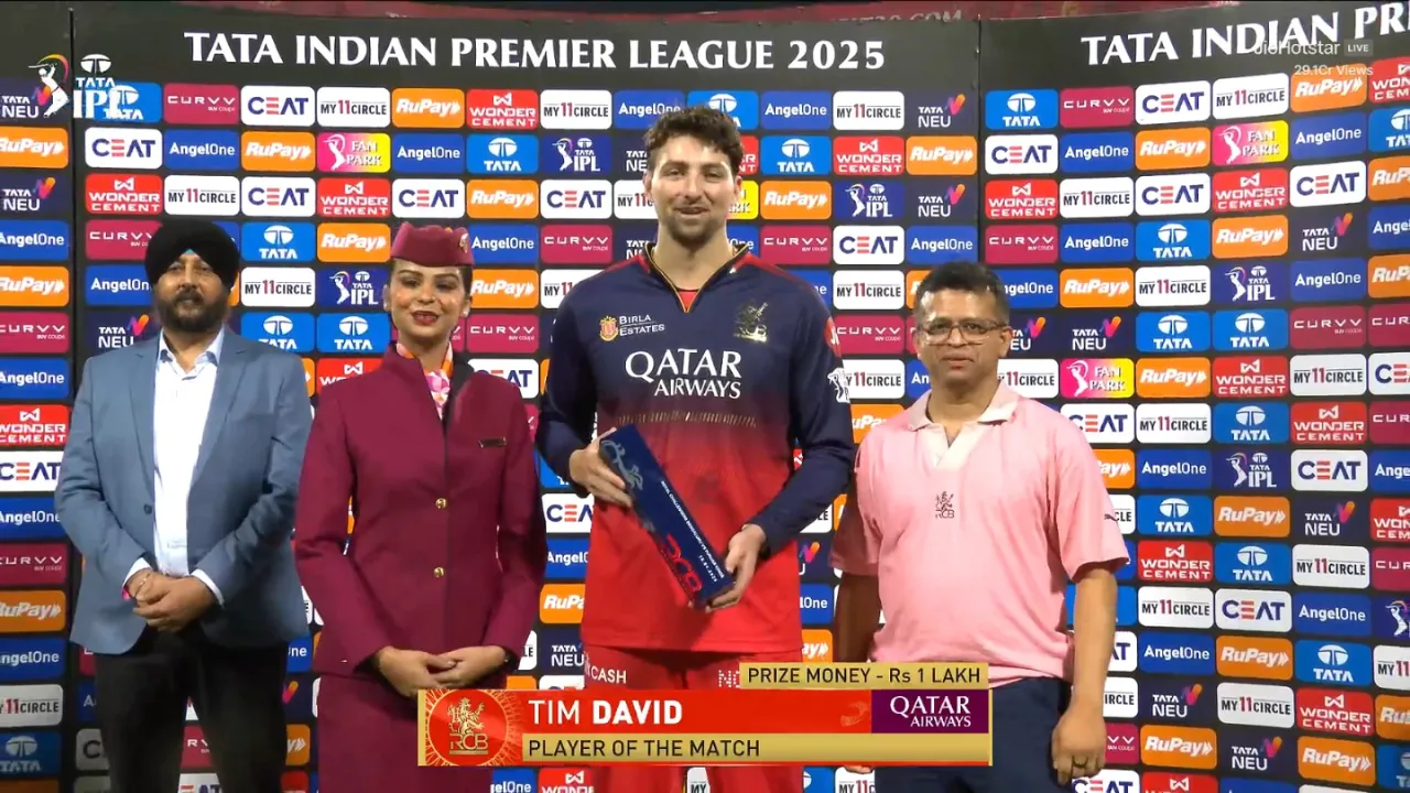 Tim david player of the match vs pbks