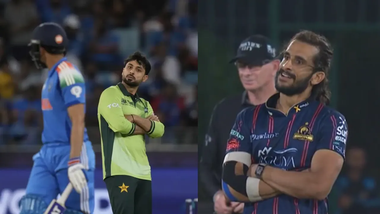 Hasan Ali doing the celebration of Abrar Ahmed after dismissing him (1)