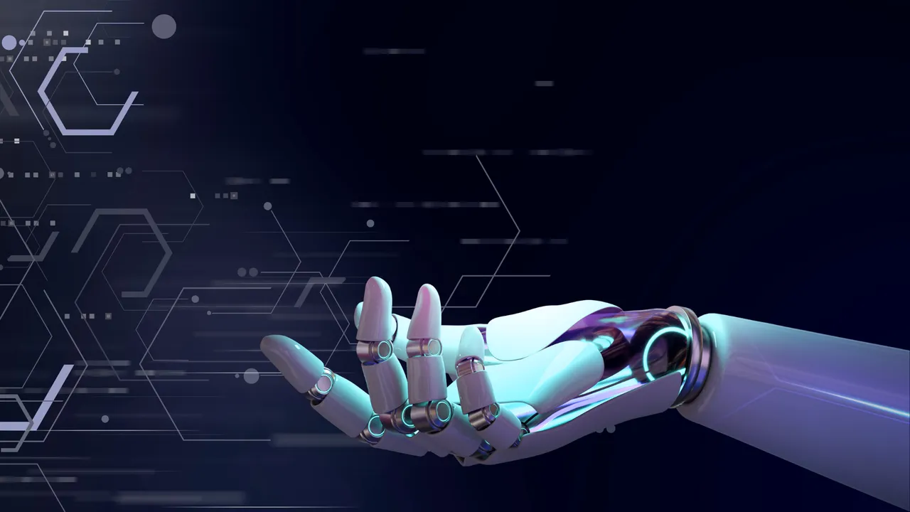 White Dark Blue Futuristic Robot Desktop Wallpaper.png