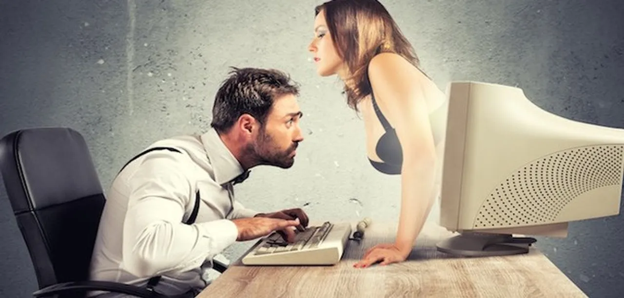 guy looking at porn