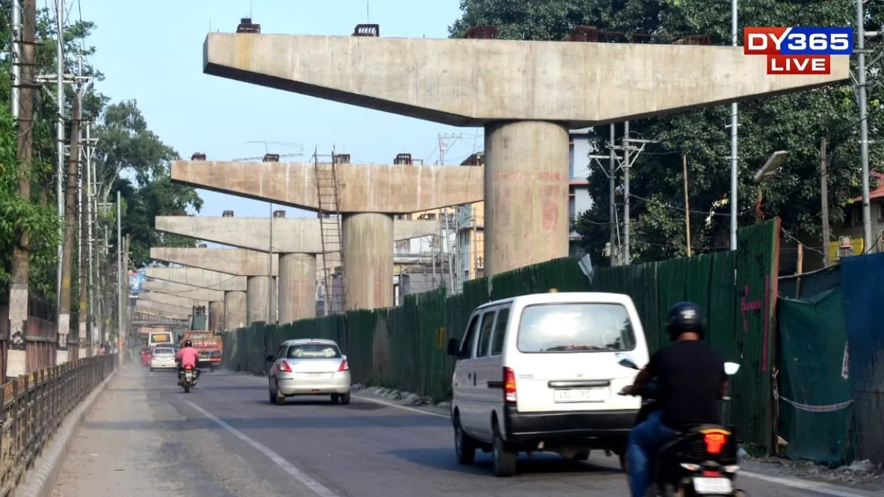  Concrete Slab Falls from Under-Construction Flyover in Guwahati, Vehicle Damaged