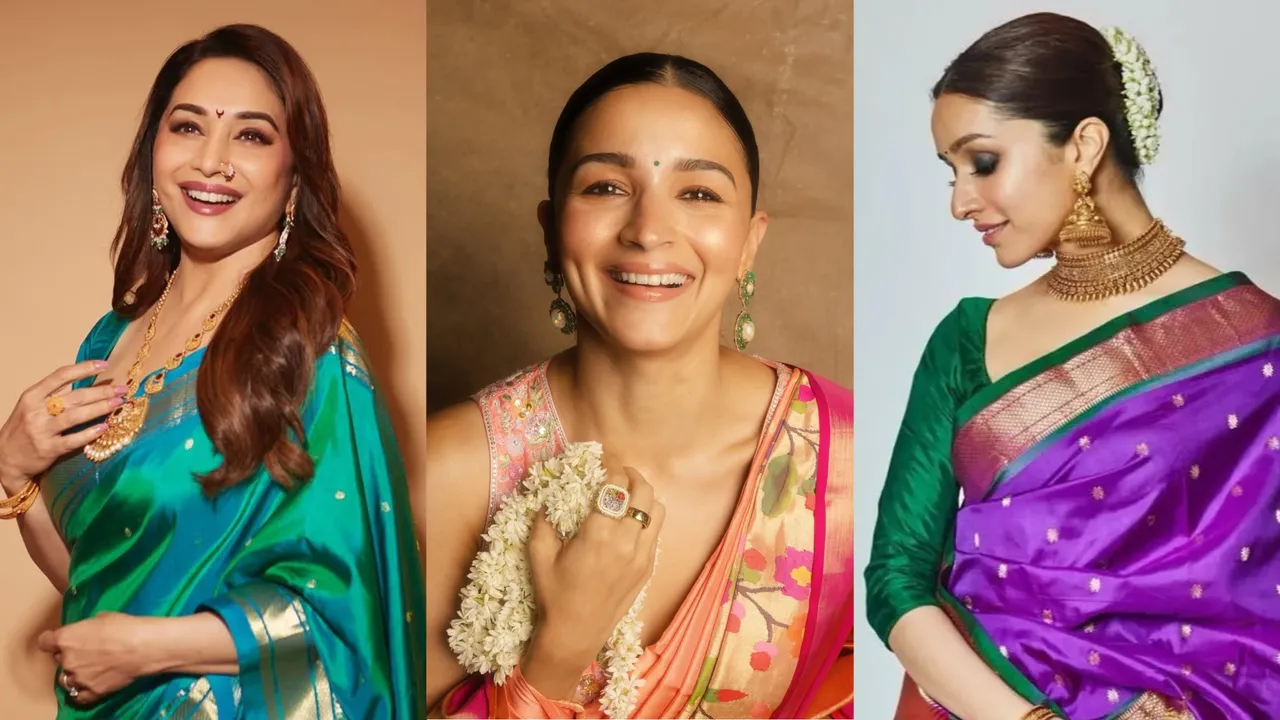 Madhuri Dixit, Alia Bhatt and Shraddha Kapoor define Paithani elegance  