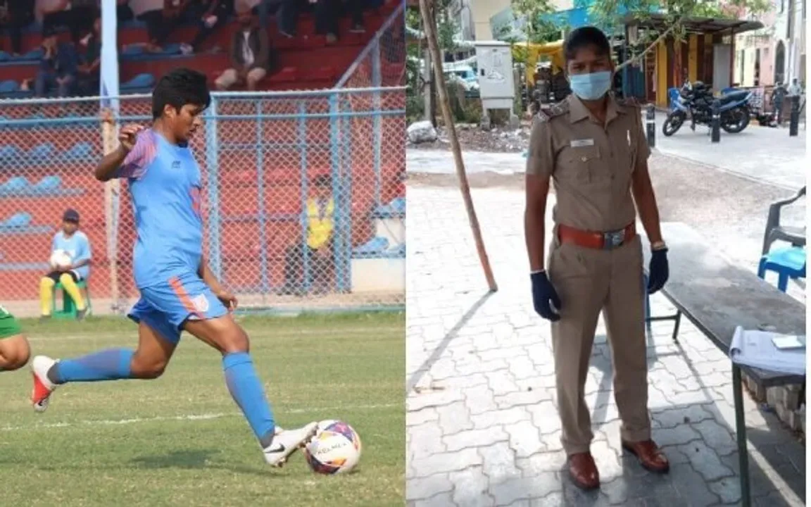 फुटबॉलर बनी पुलिस अफसर,इस पान्डेमिक के बीच करती है Street patrolling