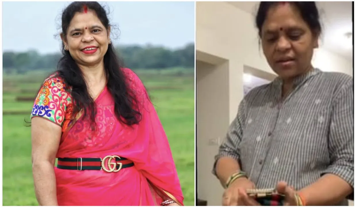बेटी की 35K GUCCI Belt पर वायरल हुई मां की प्रतिक्रिया: अब साड़ी के साथ उसी बैल्ट में नज़र आई माँ