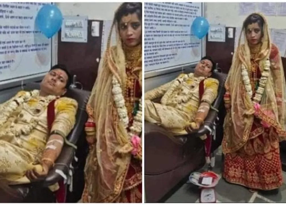 शादी के दिन UP कपल ने किया ब्लड डोनेट