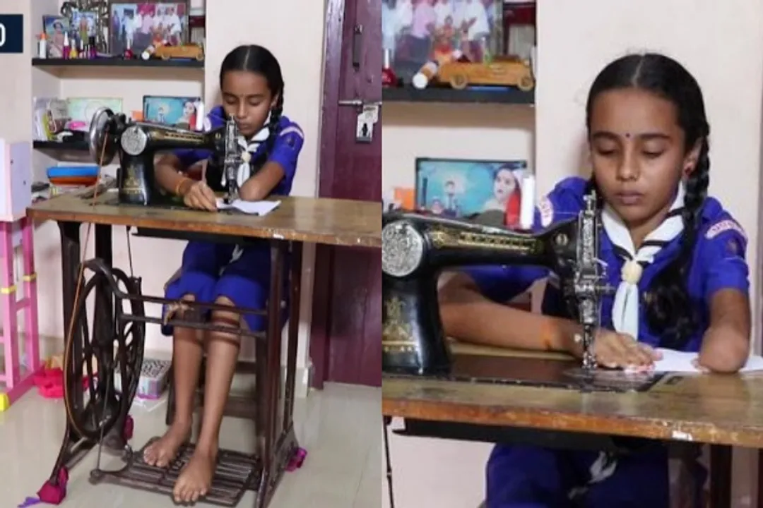 कर्नाटक: SSLC के छात्रों के लिए दस-वर्षीय दिव्यांग लड़की  ने बनाये मास्क