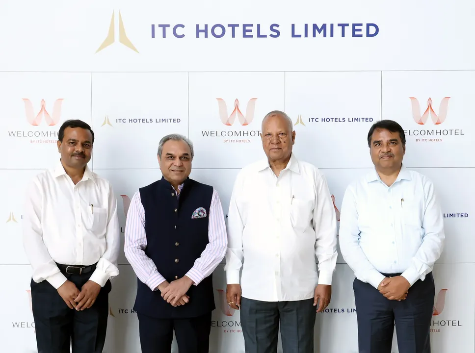 Anil Chadha, Managing Director ITCHL with Manish Kumar, Sunil Kumar, Ajay Singh of Ms. Kumar Infratrade Enterprises Pvt Ltd at the Welcomhotel Bodhgaya Signing Ceremony