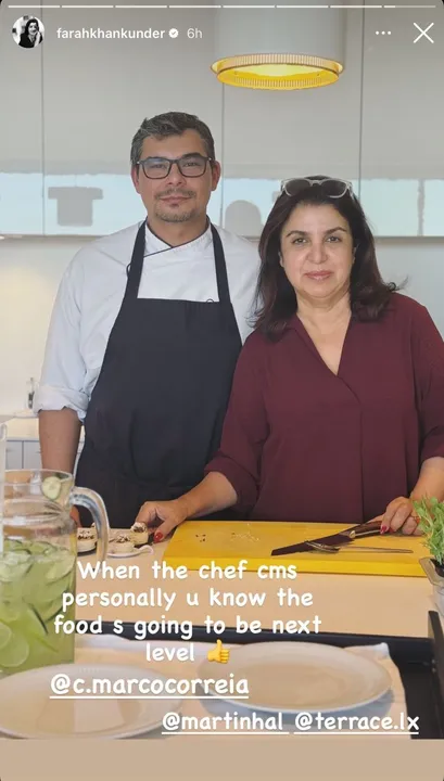 Farah Khan with Chef Marco Correia at Martinhals O Terraco Restaurant