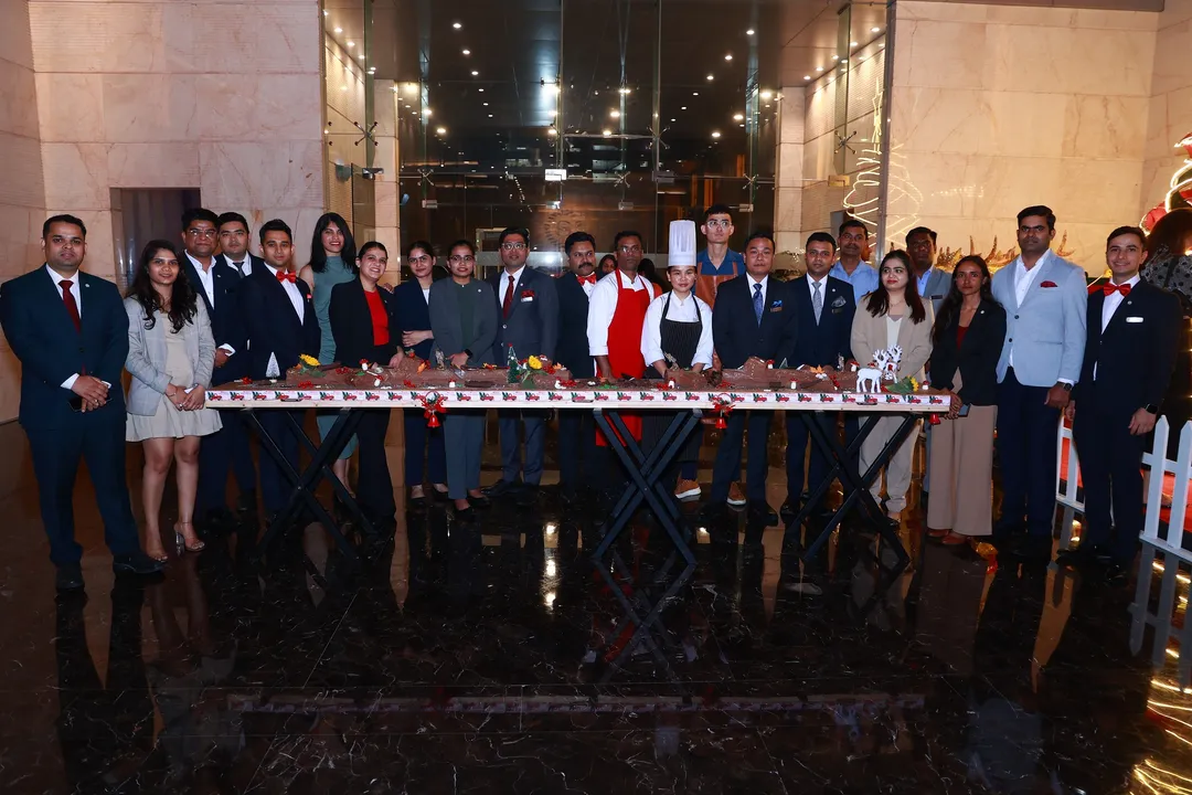 The Sheraton Hyderabad team unveils a stunning Christmas log cake