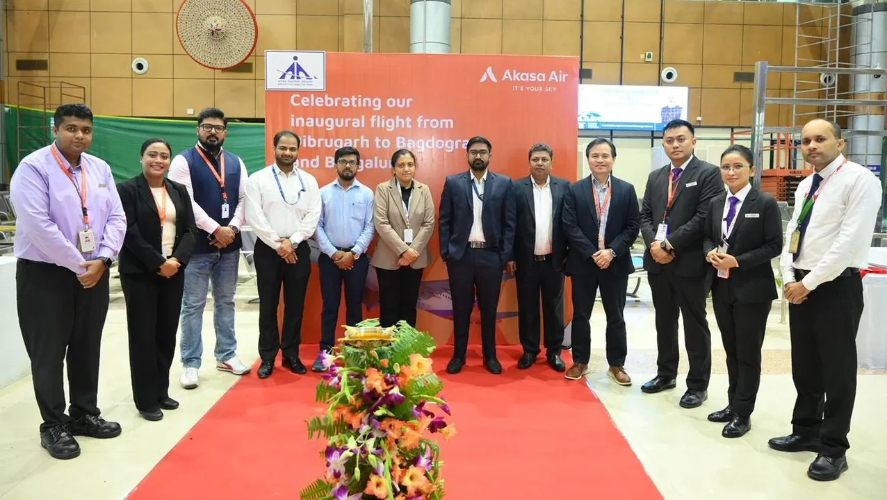 Akasa Air team celebrates Akasa’s maiden flight from Dibrugarh to Bengaluru on 3rd February 2026