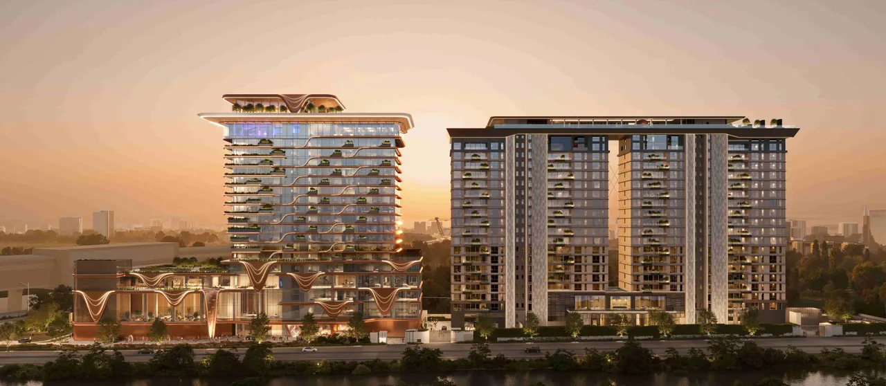 The proposed new The Park Hotel on the left  The Park Unizen serviced residences on the right ( Artists Impression)