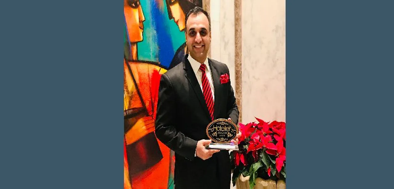 Syed Asad Gauhar of Sheraton Hyderabad Hotel Gachibowli awarded F&B Person of the Year at the Hotelier India Awards 2019