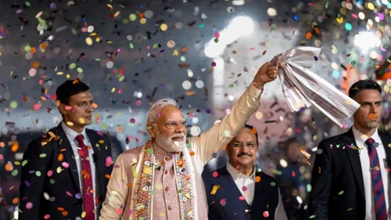 Narendra Modi Bihar speech, NDA victory Bihar, Modi attacks Mahagathbandhan, Bihar election reaction, Nitish Kumar insult issue, Modi Surat speech, Bihar voters development, Bihar caste politics, NDA win 2025, Bihar election news