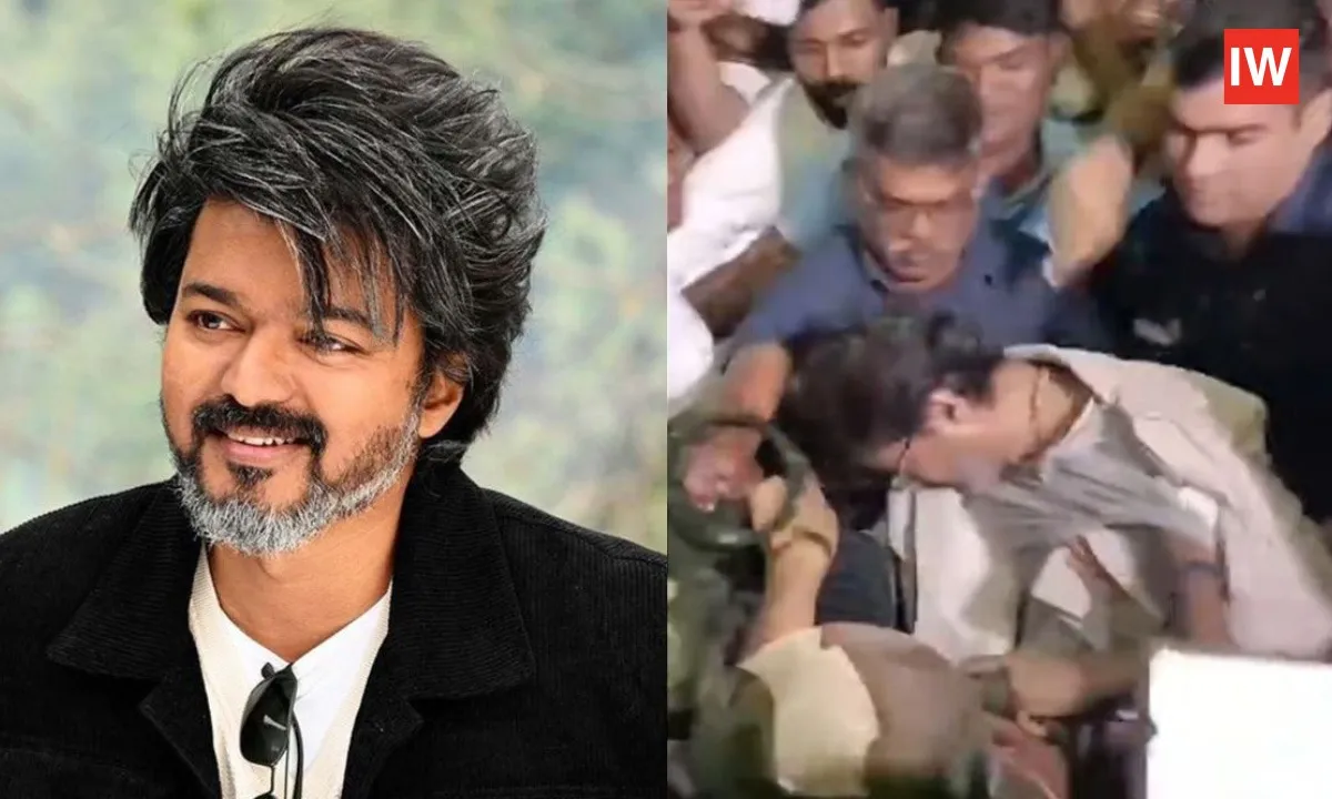  Thalapathy Vijay Slips at Chennai Airport Amid Massive Fan Crowd