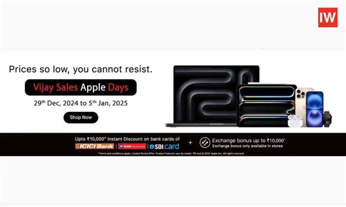  Vijay Sales Launches Apple Days Sale with Huge Discounts