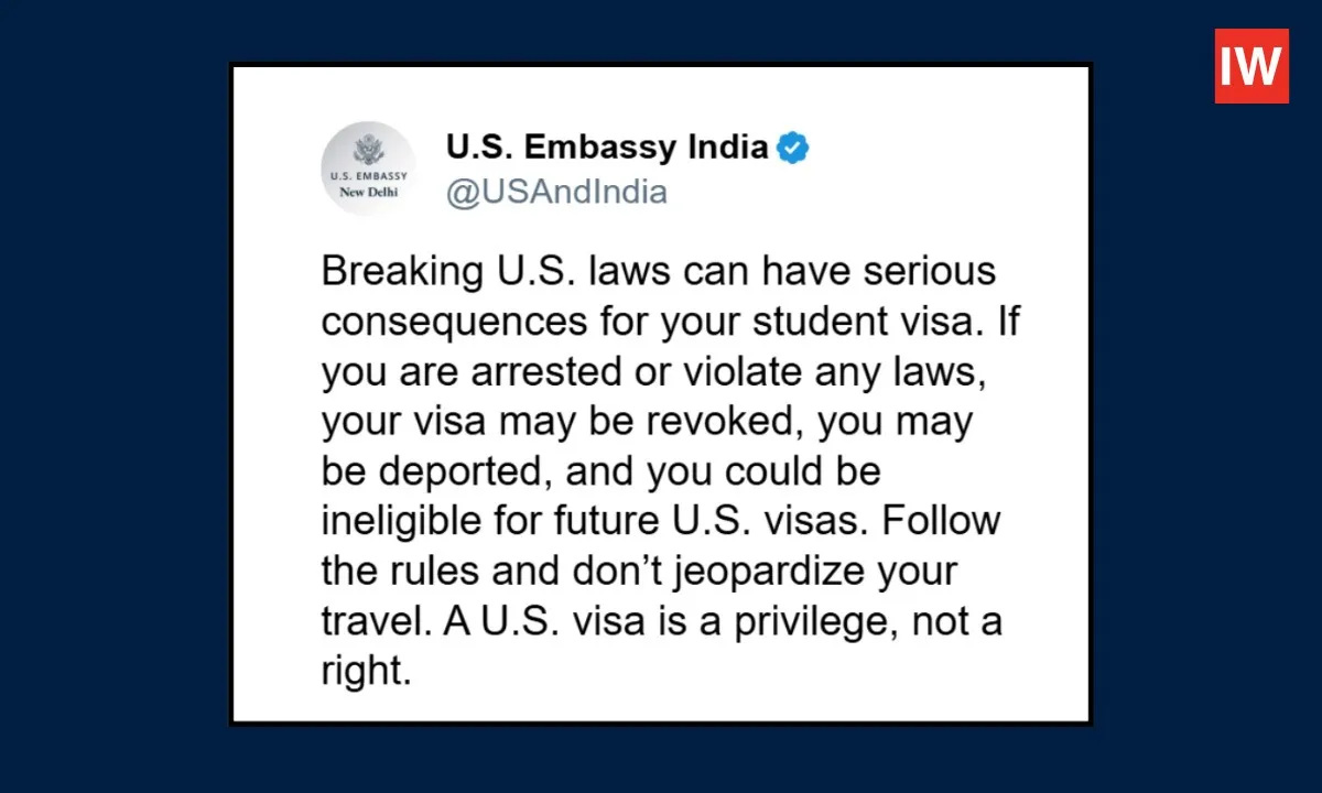  US Embassy Warns Indian Students: Visa Risks for Law Violations