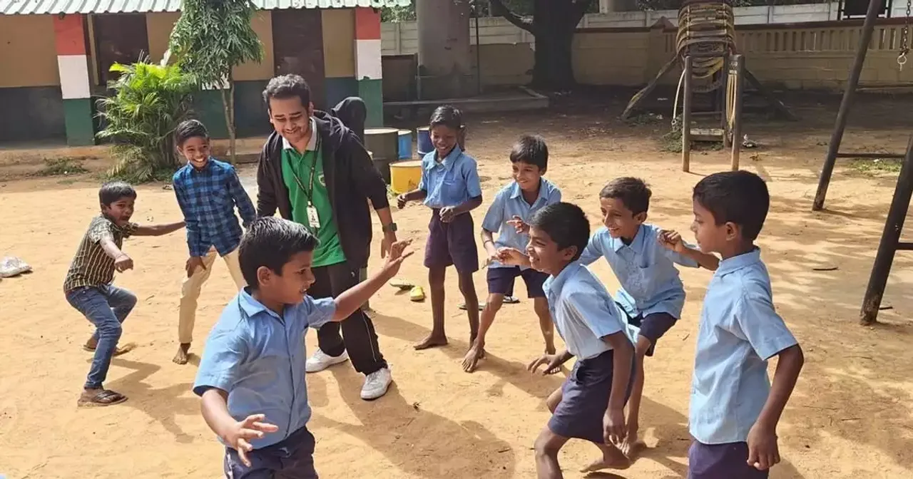 students playing