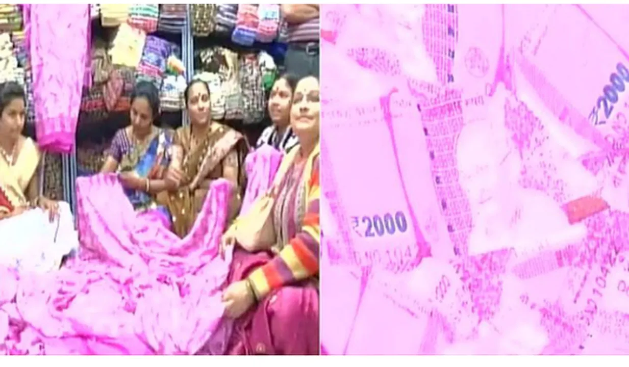 160 രൂപയ്ക്ക് 2000 രൂപ നോട്ട് അച്ചടിച്ച സാരികൾ   