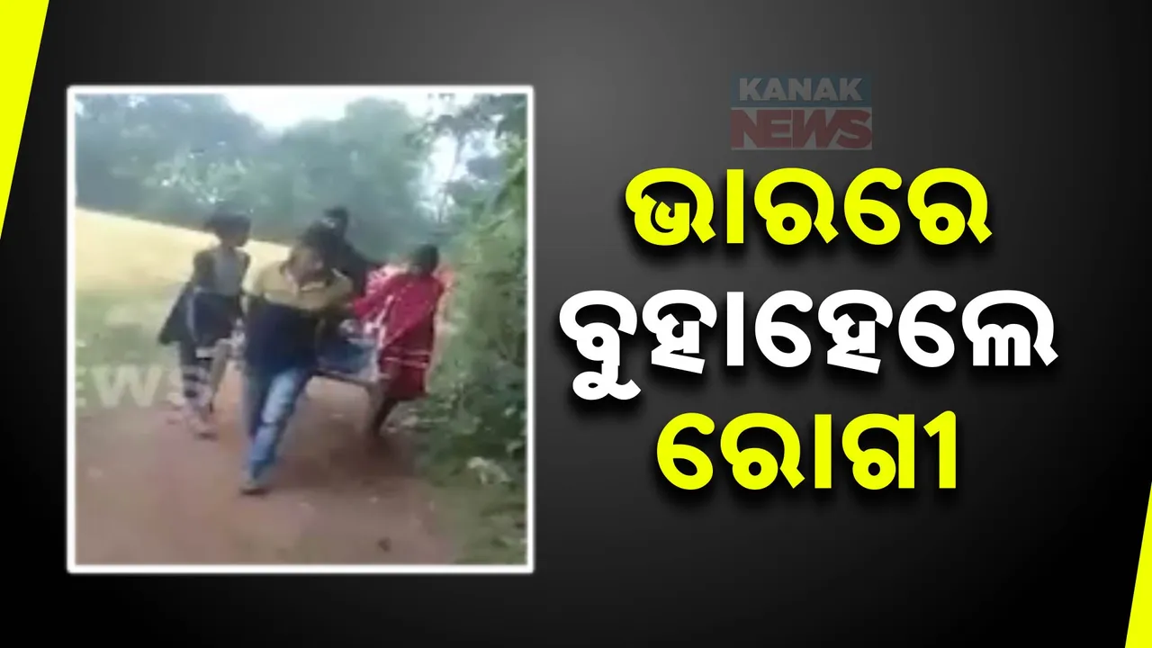  ଭାରରେ ବୁହାହେଲେ ଗର୍ଭବତୀ; ଆମ୍ବୁଲାନ୍ସ ପହଞ୍ଚି ପାରିଲାନି, ୧ କିଲୋମିଟର ଖଟିଆରେ ବୁହା ହେଲେ