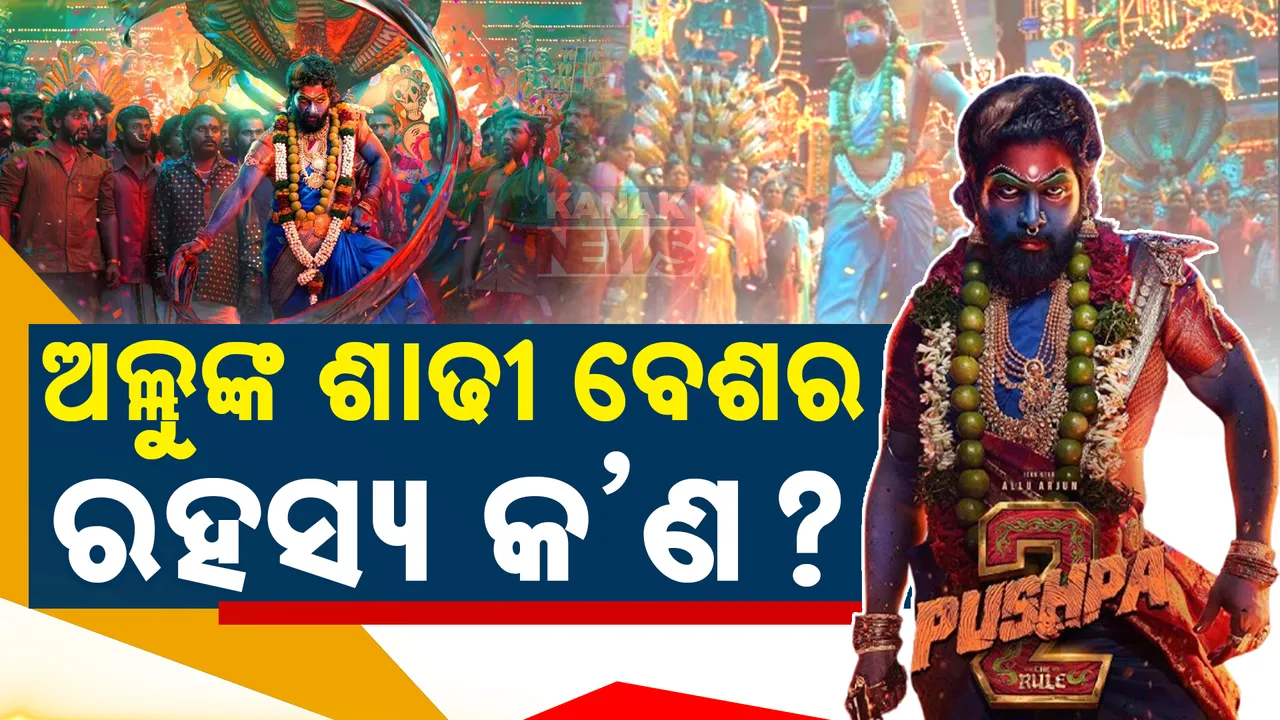  ନୀଳ ରଙ୍ଗର ଶାଢୀ,  ମଥାରେ ବିନ୍ଦି; ଅଲ୍ଲୁ ଅର୍ଜୁନଙ୍କ ଶାଢୀ ବେଶର ରହସ୍ୟ କ’ଣ?