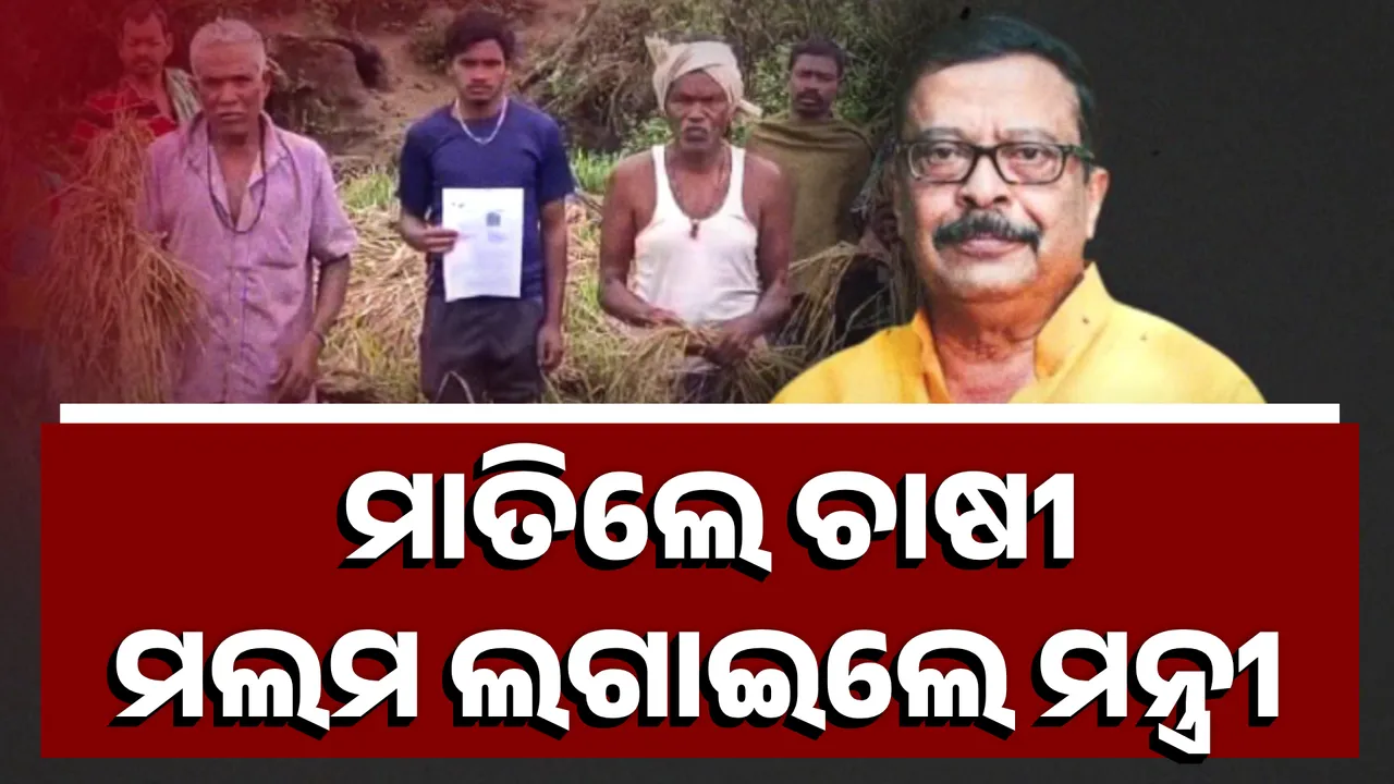  ମାତିଲେ ଚାଷୀ, ମଲମ ଲଗାଇଲେ ମନ୍ତ୍ରୀ  Photograph: (KanakNews ) 