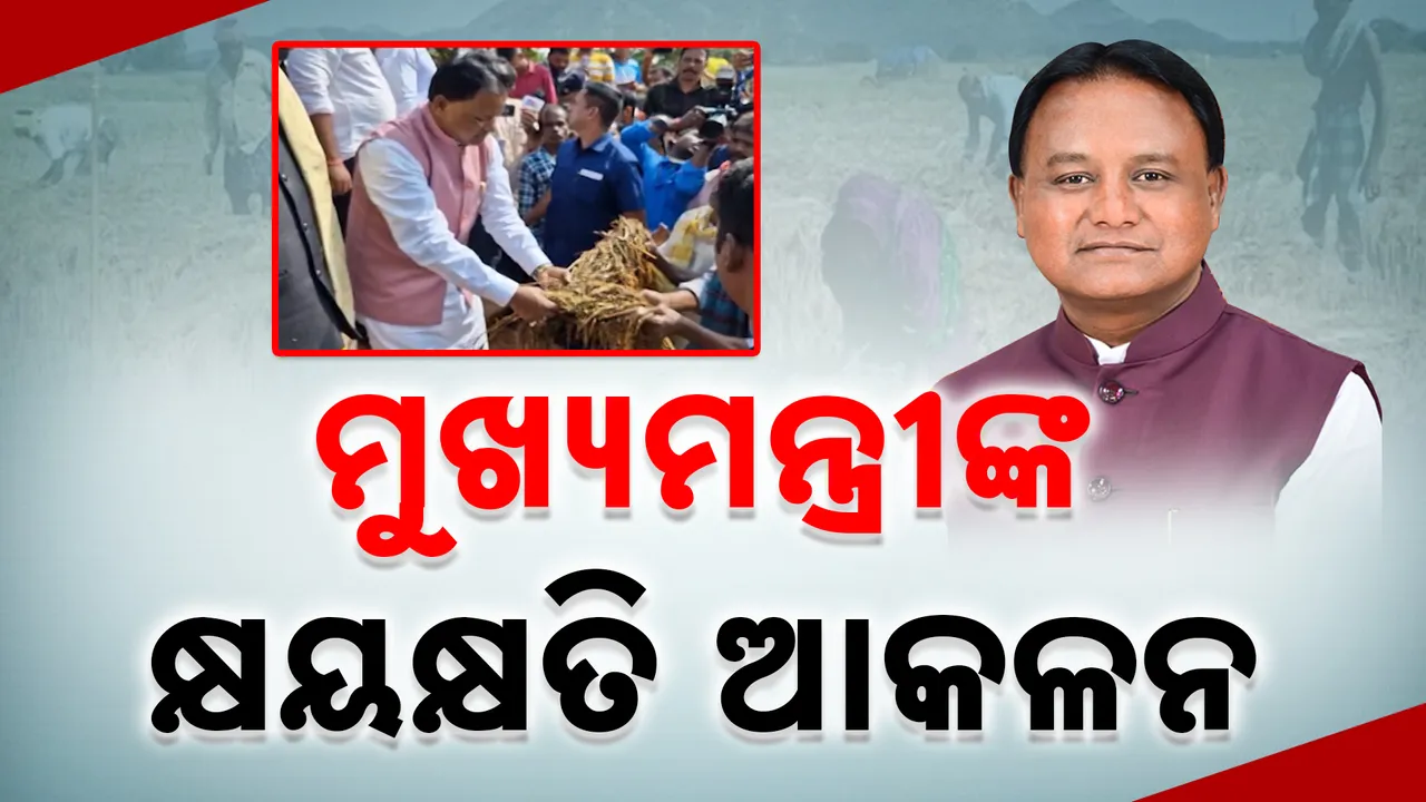  ବର୍ଷା ପାଣିରେ ବୁଡିଛି ପାଚିଲା ଧାନ ।  କ୍ଷେତ ବୁଲି ଦେଖିବା ପରେ ଗୋଟିଏ ଦିନ ୟୟକ୍ଷତି ଆବେଦନ ଅବଧି ବଢାଇଲେ ମୁଖ୍ୟମନ୍ତ୍ରୀ ।