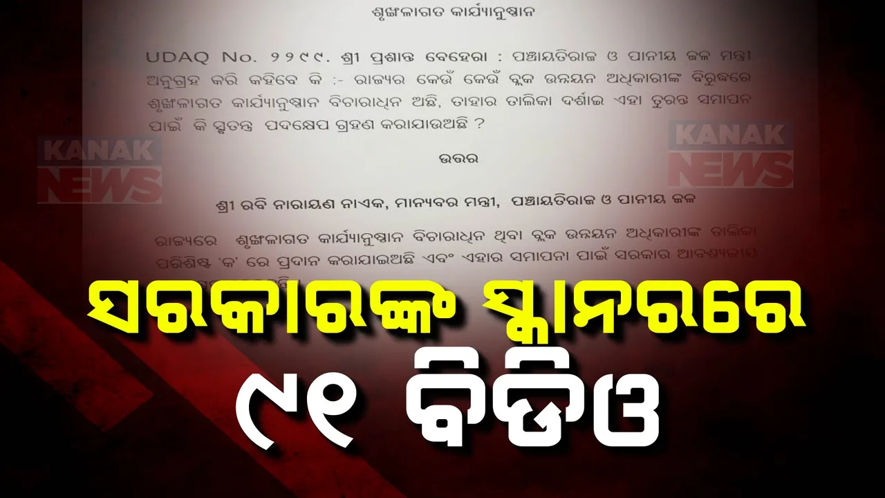  ନୂଆ ସରକାରଙ୍କ ସ୍କାନରରେ ୯୧ ବିଡ଼ିଓ । ବିଭିନ୍ନ ଅଭିଯୋଗ ଆଧାରରେ କାର୍ଯ୍ୟାନୁଷ୍ଠାନ ନେଇ ବିଚାରକୁ ନେଲେ ସରକାର ।