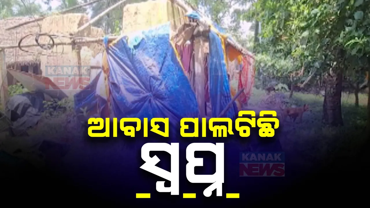  ଆବାସ ଭେଳିକି ;  ଭଙ୍ଗା ଘରେ ମୁଣ୍ଡ ଗୁଞ୍ଜିଛନ୍ତି ବୃଦ୍ଧା ଜାନକୀ